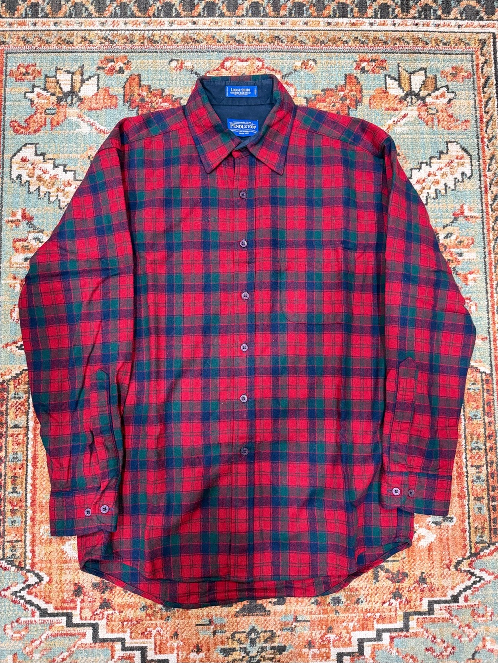 Pendleton Red and Green Plaid Long-Sleeve Button-Down Shirt